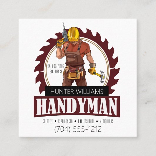 QR Code Moderne handymanonderhoud bijtende tools Vierkante Visitekaartje (Voorkant)