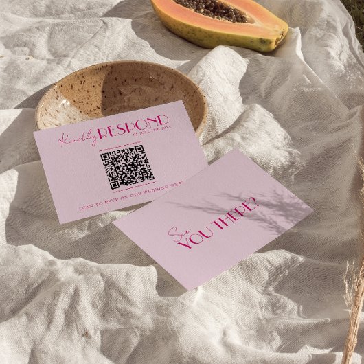 QR Code Moderne Heldere Kleurrijke Retro Leuke Bru RSVP Kaartje