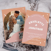 QR Code Moderne Heldere Retro Bruiloft Kaart