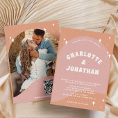 QR Code Moderne Heldere Retro Bruiloft Kaart