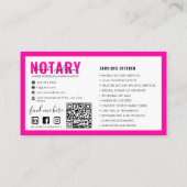 QR-code | Moderne Hot Pink mobiele notaris openbaa Visitekaartje (Achterkant)