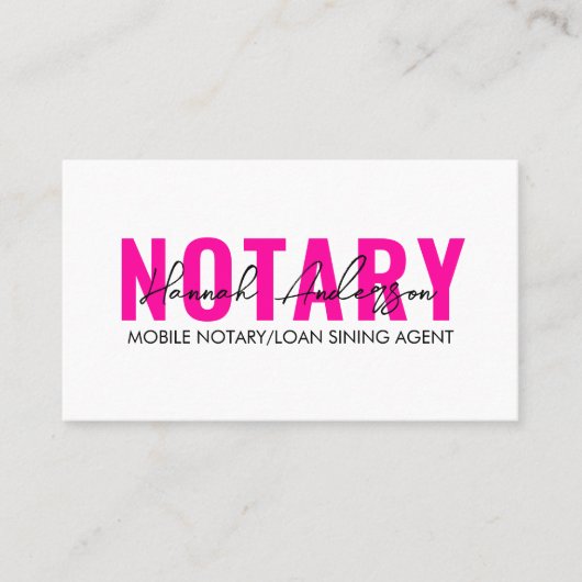 QR-code | Moderne Hot Pink mobiele notaris openbaa Visitekaartje (Voorkant)