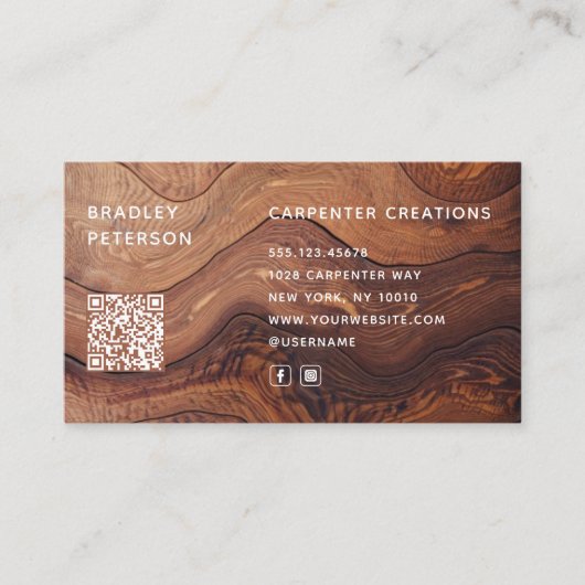 QR-code Moderne houten carpentry constructie Visitekaartje (Voorkant)