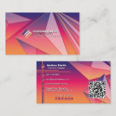 QR Code Moderne kleine kleurrijke gradiënt Tech 3D Visitekaartje (Voorkant / Achterkant)
