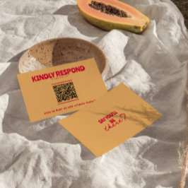 QR Code Moderne Kleurrijke Retro Fun Bold Bruiloft RSVP Kaartje