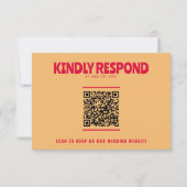QR Code Moderne Kleurrijke Retro Fun Bold Bruiloft RSVP Kaartje (Voorkant)
