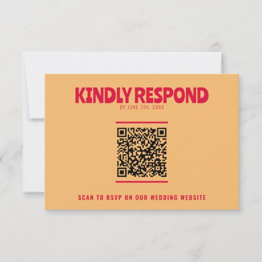 QR Code Moderne Kleurrijke Retro Fun Bold Bruiloft RSVP Kaartje (Voorkant)