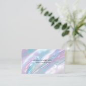 QR Code Moderne Make-up Artiest Elegante Holograph Visitekaartje (Staand voorkant)