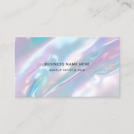 QR Code Moderne Make-up Artiest Elegante Holograph Visitekaartje (Voorkant)