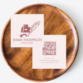 QR-code | Moderne Minimal Blush Pink Notaris Publi Vierkante Visitekaartje