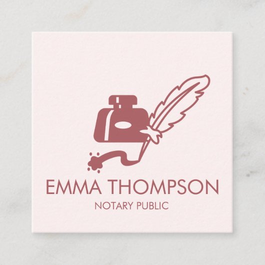 QR-code | Moderne Minimal Blush Pink Notaris Publi Vierkante Visitekaartje (Voorkant)