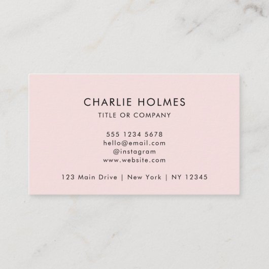 QR-code | Moderne, minimale zwarte roze Visitekaartje (Achterkant)