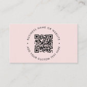 QR-code | Moderne, minimale zwarte roze Visitekaartje (Voorkant)