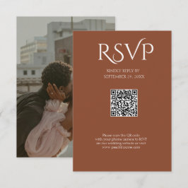 QR-code moderne minimalistische diepe koperen trou RSVP Kaartje