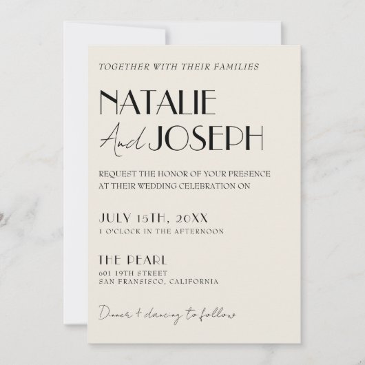 QR Code Moderne Minimalistische Franse Fotobruilof Kaart (Voorkant)