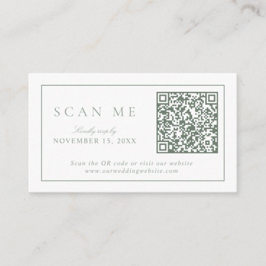 QR Code Moderne Minimalistische Monogram Wijze Gro Informatiekaartje (Voorkant)