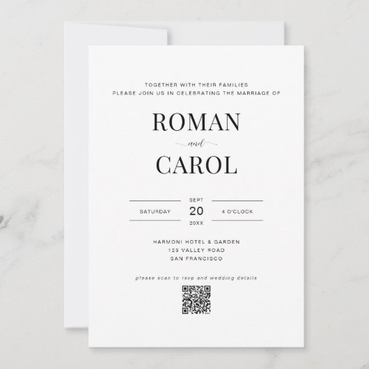 QR Code Moderne minimalistische typografie foto br Kaart (Voorkant)