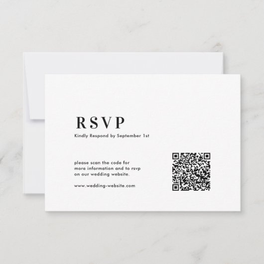 QR-code moderne minimalistische vetgedrukte typogr RSVP Kaartje (Voorkant)