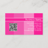 QR-code Moderne naam Hot Pink Stripes Visitekaartje (Achterkant)