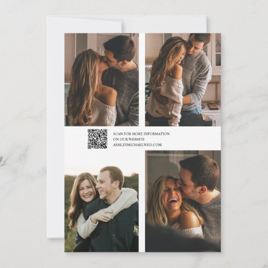 QR Code Moderne Overlay Elegant 5 Fototypografie Save The Date (Achterkant)