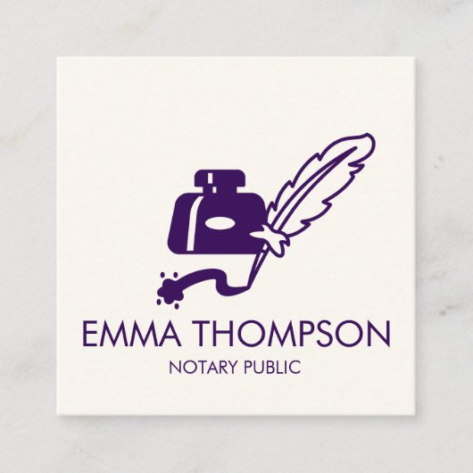 QR-code | Moderne Paarse notaris Vierkante Visitekaartje (Voorkant)