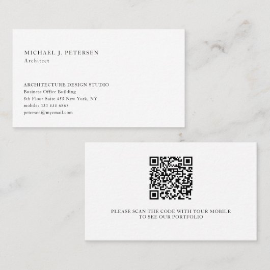 QR CODE moderne professionele basissjabloon Visitekaartje (Voorkant / Achterkant)