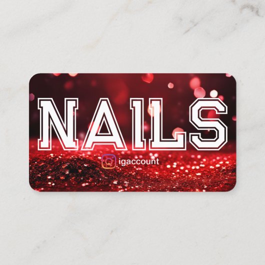 QR Code Moderne Rode Glitter Professionele Nail Te Visitekaartje (Achterkant)