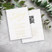 QR-code moderne romantische elegante gouden bruilo Folie Uitnodiging