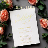 QR-code moderne romantische elegante gouden bruilo Folie Uitnodiging