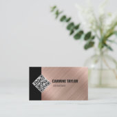 QR-code moderne roze goud Visitekaartje (Staand voorkant)