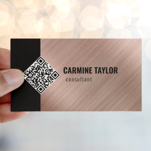 QR-code moderne roze goud Visitekaartje