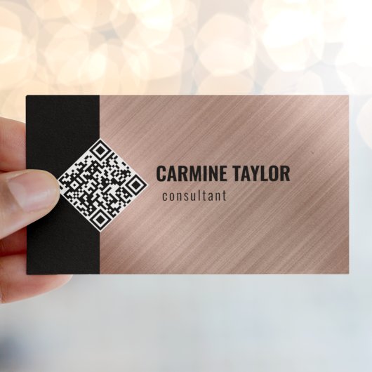 QR-code moderne roze goud Visitekaartje