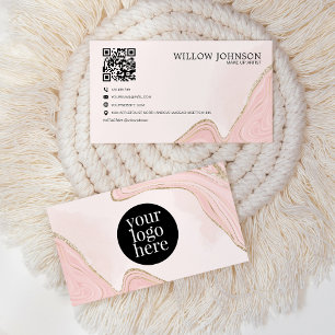 QR-code Moderne roze goudglitter Professional Visitekaartje