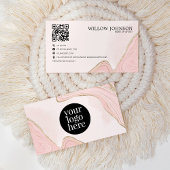 QR-code Moderne roze goudglitter Professional Visitekaartje