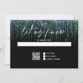 QR-code moderne RSVP hoekige theegroene glitters u Kaart (Voorkant)