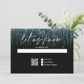 QR-code moderne RSVP hoekige theegroene glitters u Kaart (Staand voorkant)