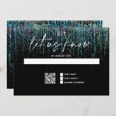 QR-code moderne RSVP trendy turquoise glitters uit Kaart (Voorkant / Achterkant)
