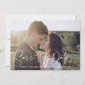 QR Code Moderne Script Foto Bruiloft Opslaan De Da Aankondiging (Voorkant)