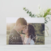 QR Code Moderne Script Foto Bruiloft Opslaan De Da Aankondiging (Staand voorkant)