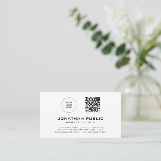QR Code Moderne Sjabloon Elegante Barcode Trendy Visitekaartje (Staand voorkant)
