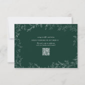 QR Code Moderne Smaragd Groene Elegante Leaf Bruil RSVP Kaartje (Achterkant)