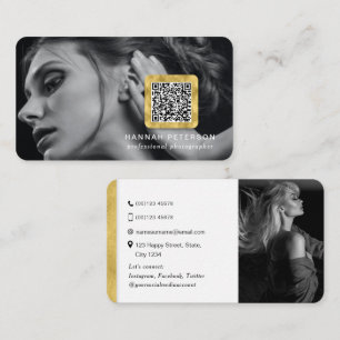 QR-code moderne, stijlvolle foto van goudfotograaf Visitekaartje