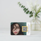 QR-code moderne, stijlvolle gouden netwerkfoto's Visitekaartje (Staand voorkant)