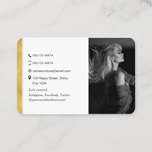 QR-code moderne, stijlvolle gouden netwerkfoto's Visitekaartje (Achterkant)