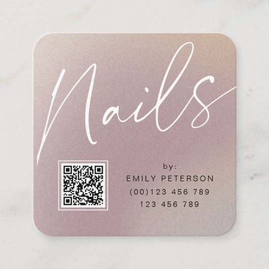 QR-code moderne stijlvolle nagels  Vierkante Visitekaartje (Voorkant)