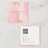 QR-code moderne trendy blush waterverf persoonlijk Vierkante Visitekaartje (Voorkant / Achterkant)