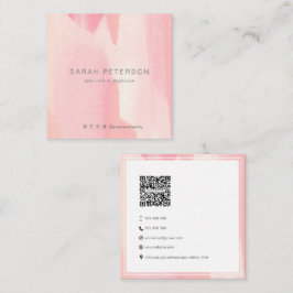 QR-code moderne trendy blush waterverf persoonlijk Vierkante Visitekaartje