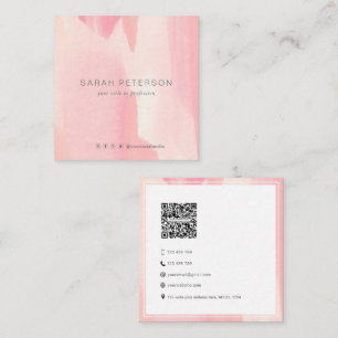 QR-code moderne trendy blush waterverf persoonlijk Vierkante Visitekaartje