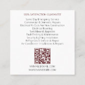QR Code Moderne Verlichtingscontractant elektricie Vierkante Visitekaartje (Achterkant)