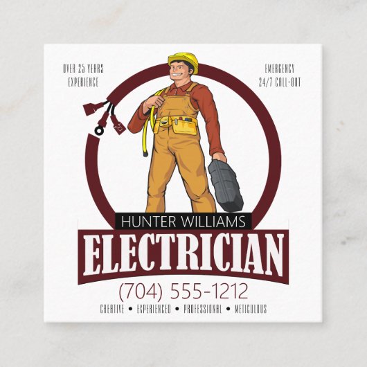 QR Code Moderne Verlichtingscontractant elektricie Vierkante Visitekaartje (Voorkant)